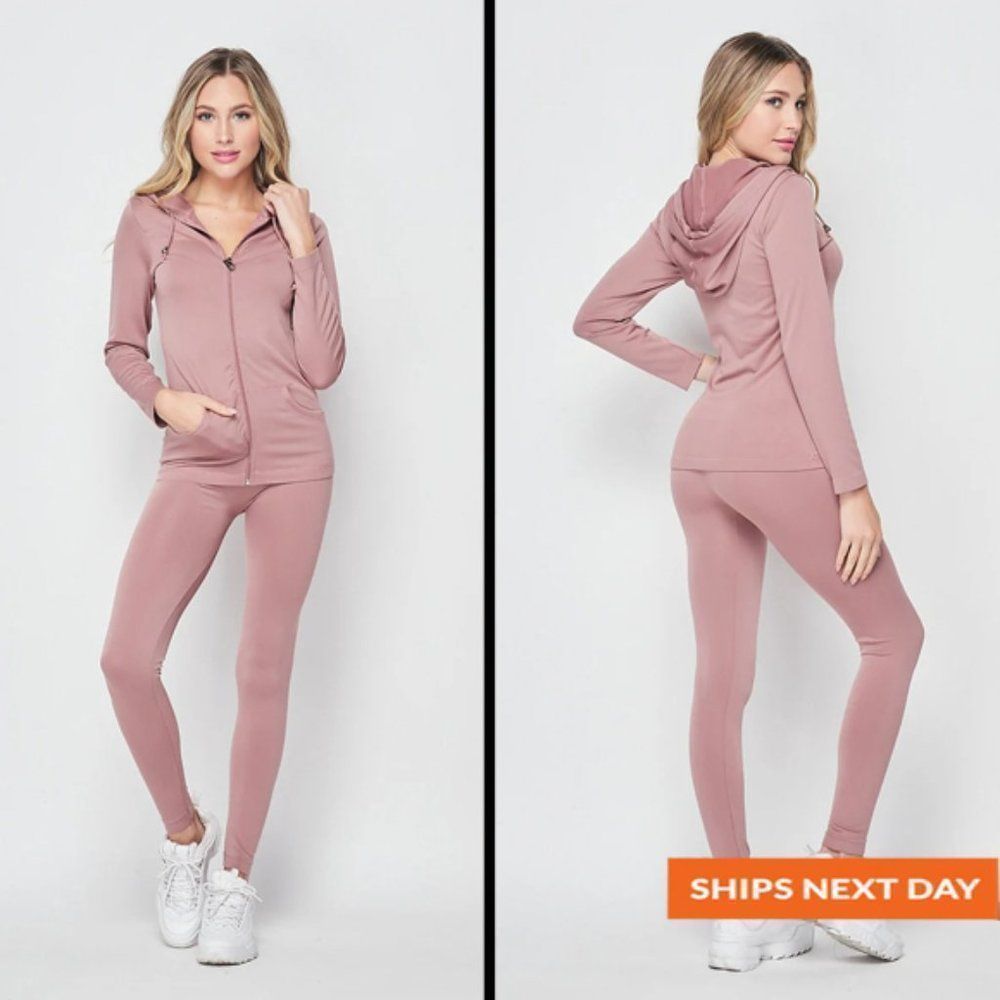 COPY - Seamless Zip Hooded Jacket 2 Piece Sport Set - Activewear Set - Breathab…